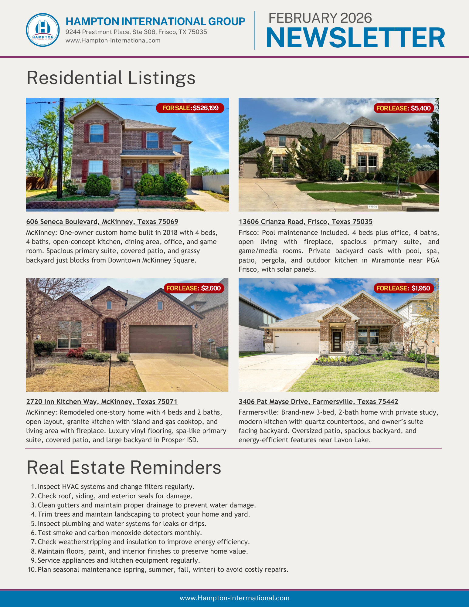 3 Hampton International Group Shares February 2026 Newsletter